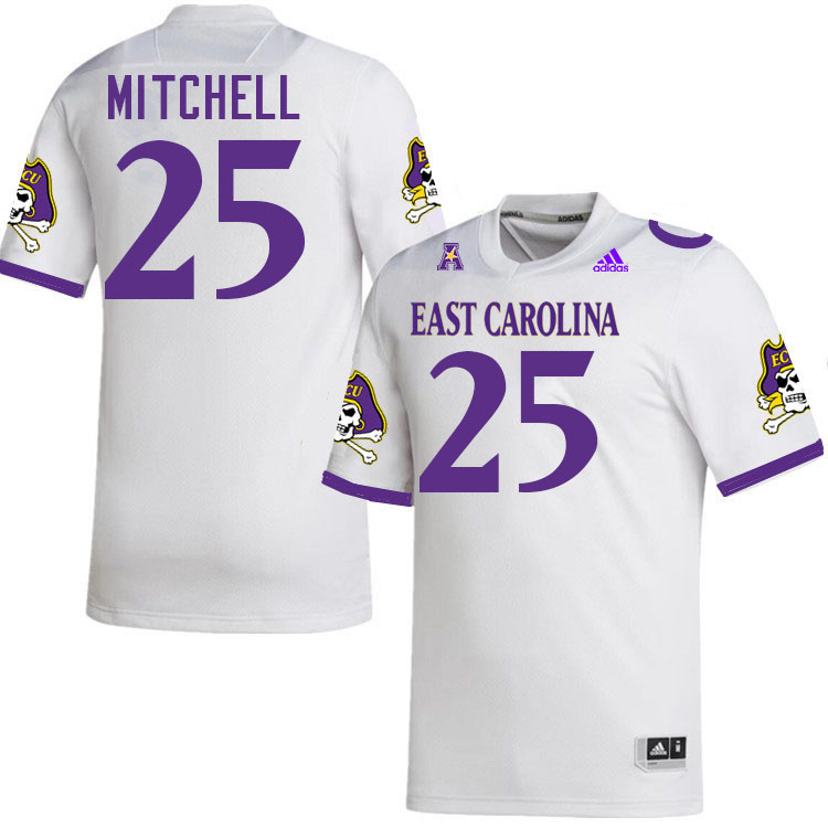 East Carolina Pirates #25 Keaton Mitchell College Football Jerseys,Uniforms-White